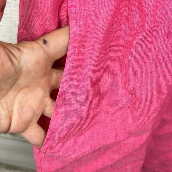 Lands’ End Women’s Petite S Pink 100% Linen Long Sleeve Tunic Blouse top shirt - Picture 5 of 6